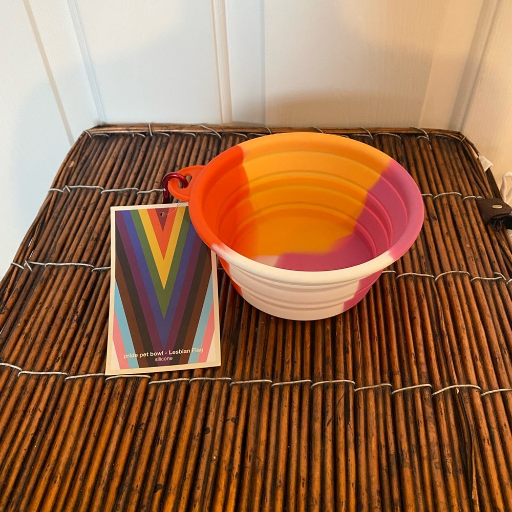 Pride Collapsible Pet Bowl Lesbian Flag Pet Safe Silicone